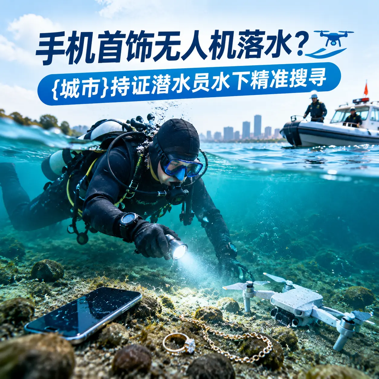 手机首饰无人机落水？抚宁持证潜水员水下精准搜寻